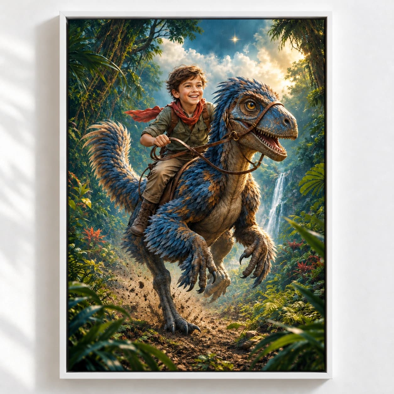 Dino Rider: white floating frame