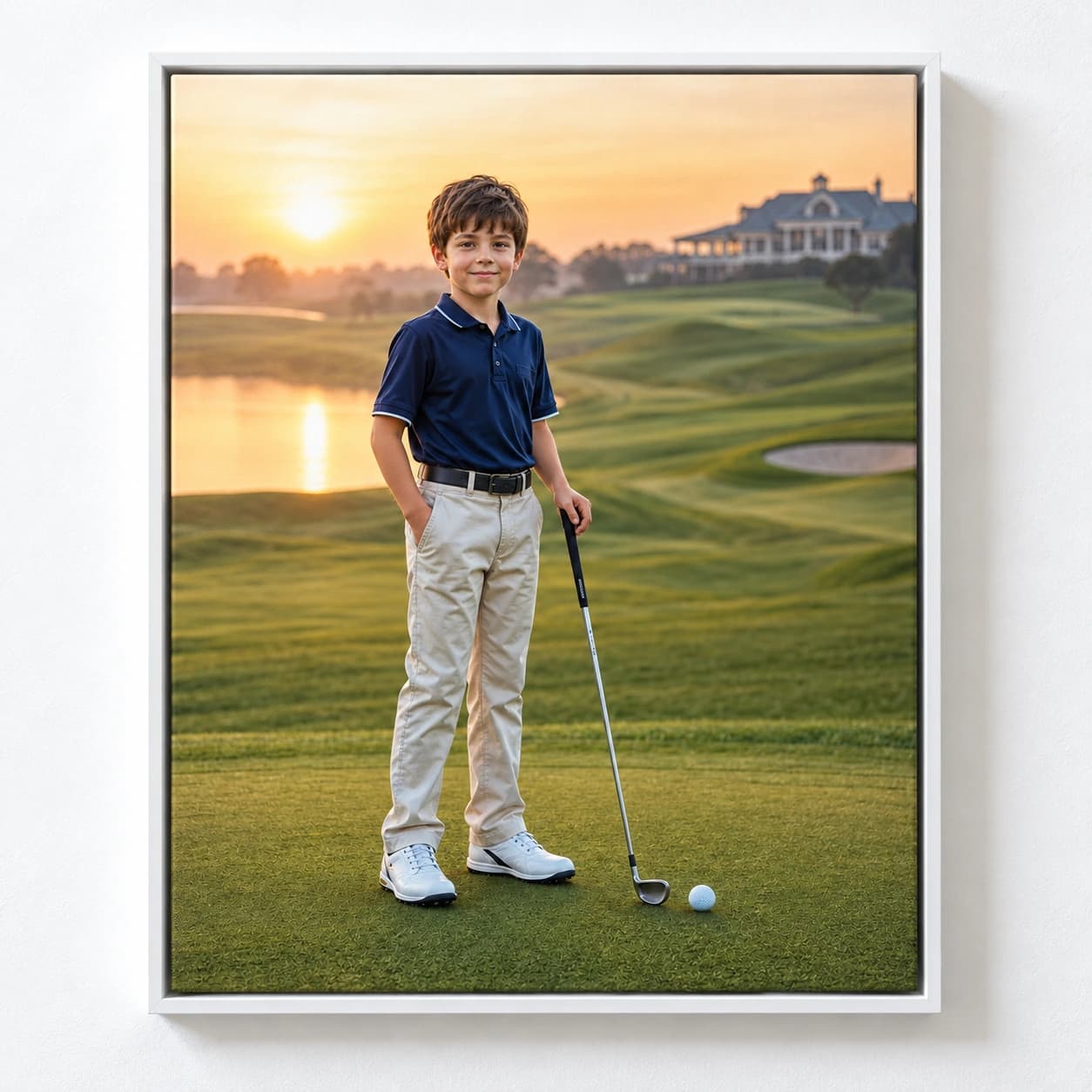 Future Golfer: white floating frame