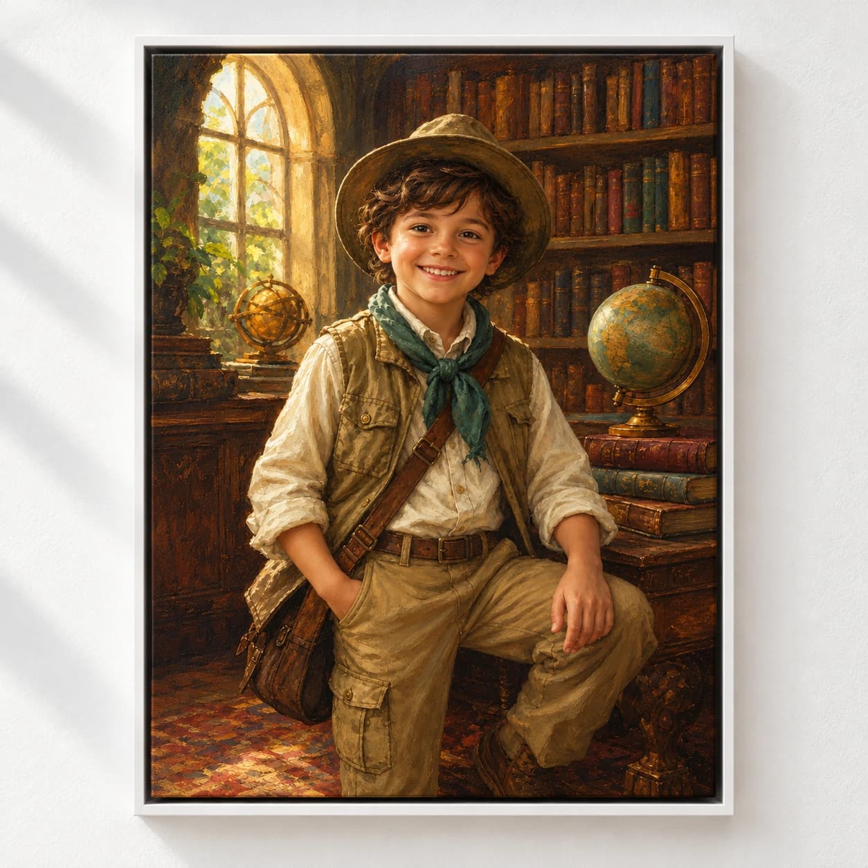 Young Explorer: white floating frame