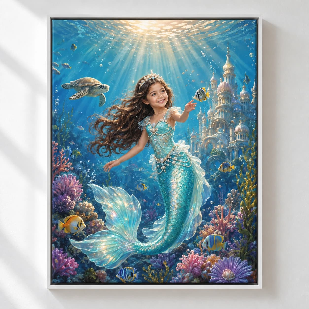 Mermaid: white floating frame