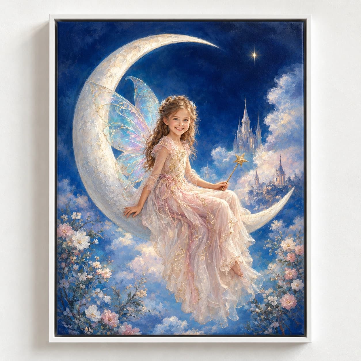 Moon Fairy: white floating frame