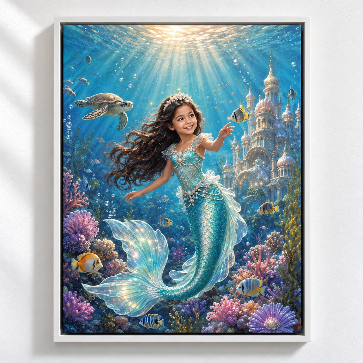 Royal Mermaid: white floating frame