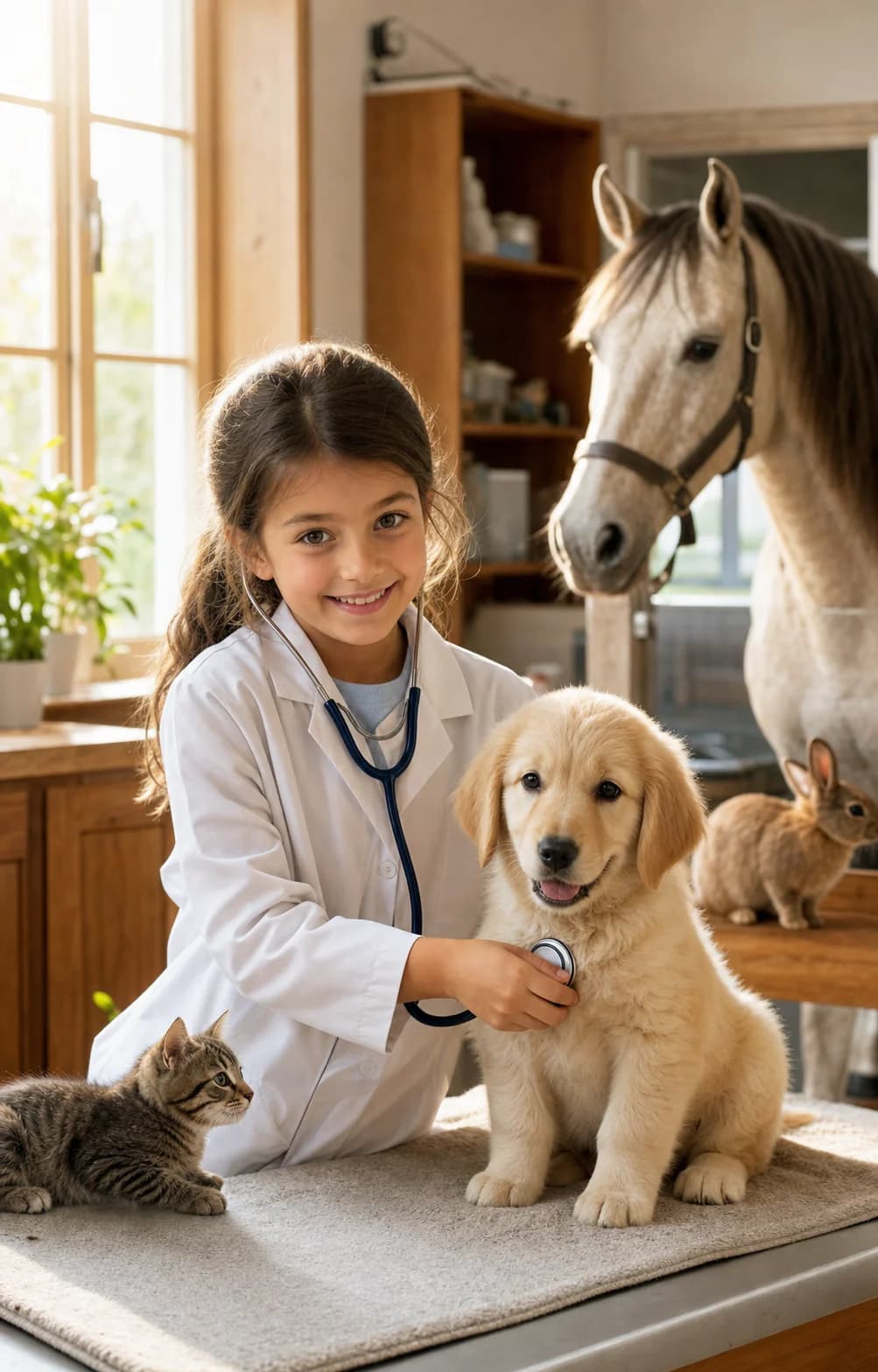 Future Veterinarian kids portrait style