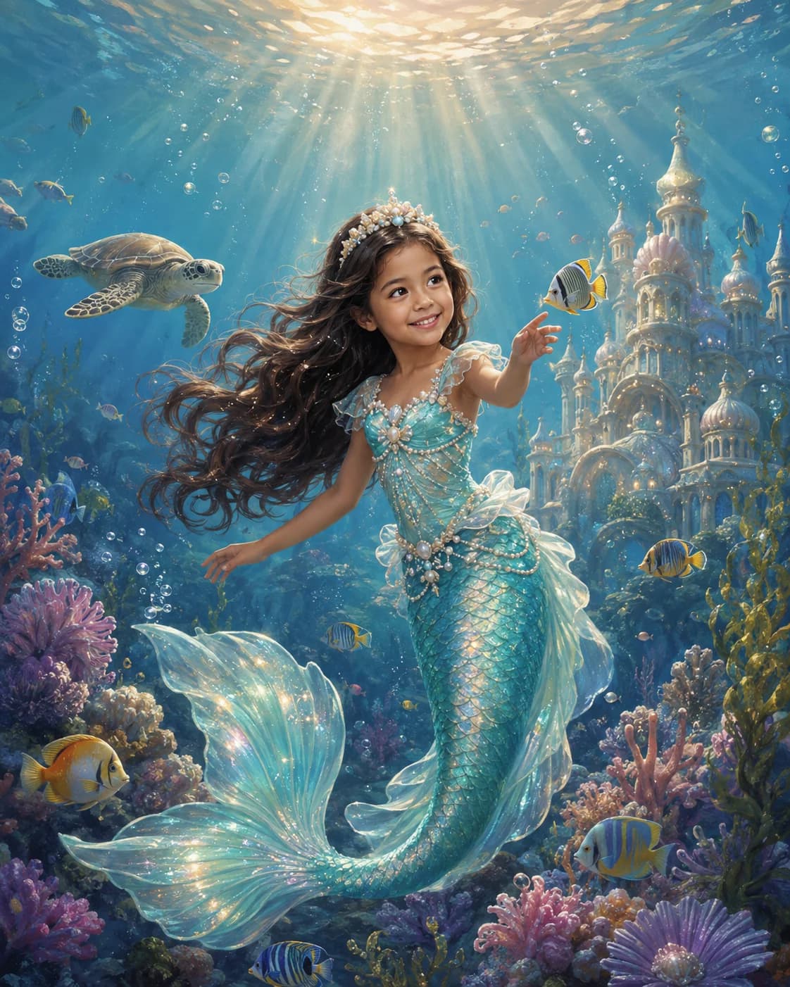 Royal Mermaid kids portrait style