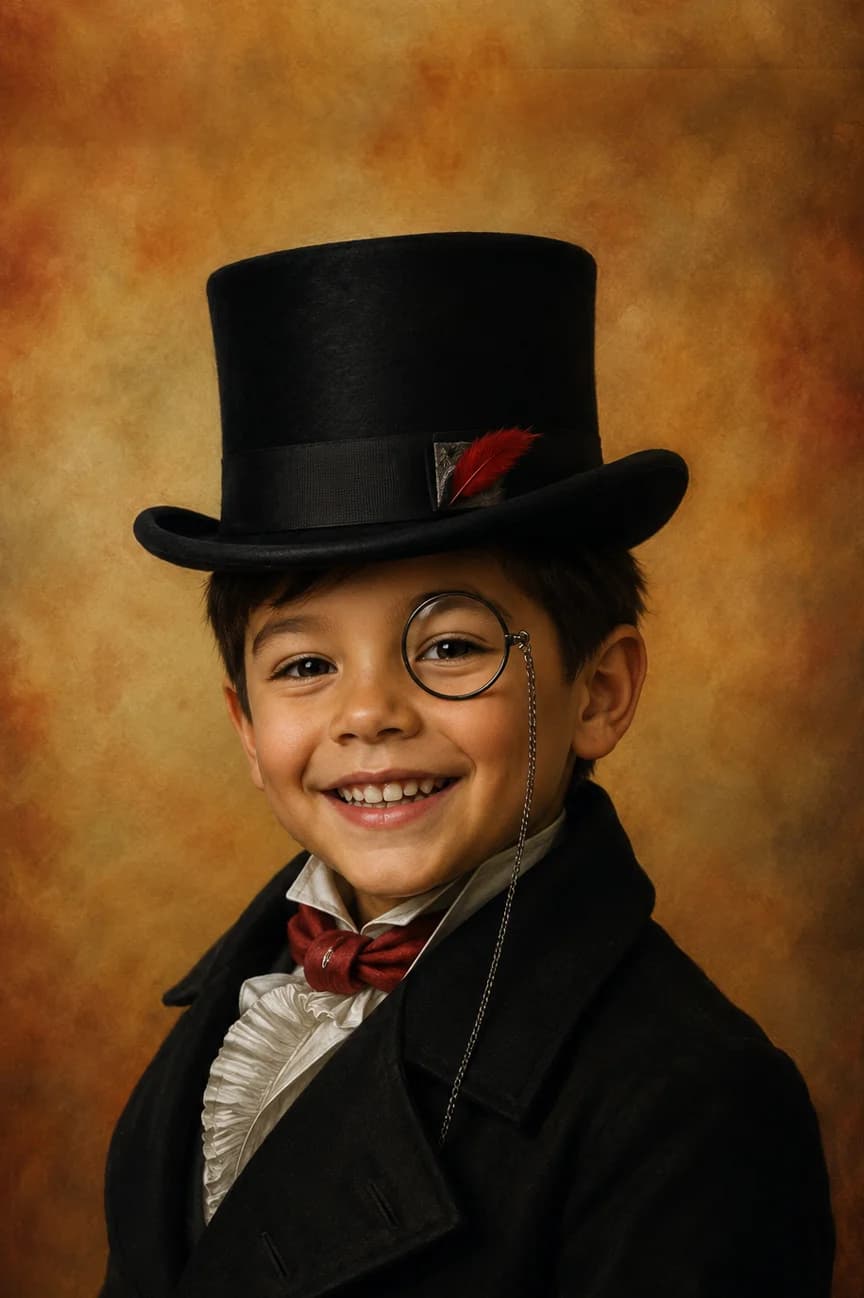 Top Hat Kid kids portrait style